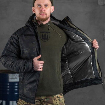 Чоловіча зимова куртка з підкладкою OMNI-HEAT на силіконі чорний мультикам розмір M