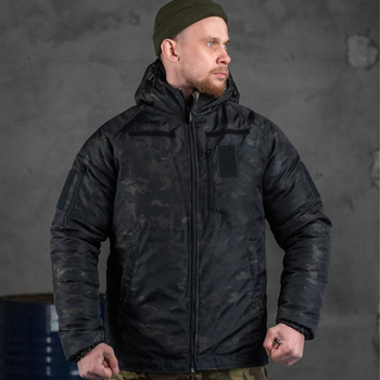 Чоловіча зимова куртка з підкладкою OMNI-HEAT на силіконі чорний мультикам розмір M