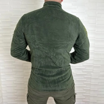 Мужская флисовая кофта с липучками под шевроны темная олива размер 2XL