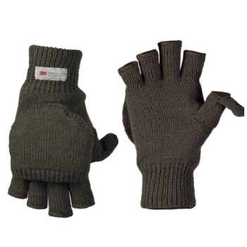 Перчатки с откидными пальцами и утеплителем Thinsulate олива размер универсальный