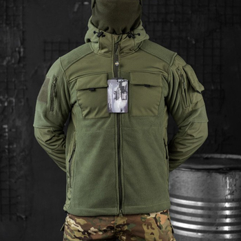 Чоловіча флісова Куртка із вставками Softshell олива розмір 2XL