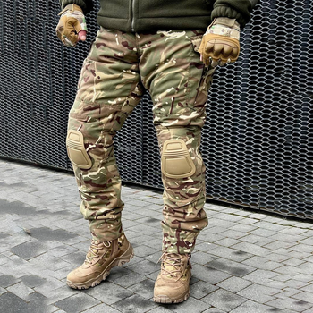 Мужские зимние брюки с наколенниками / Штаны Rip-stop мультикам размер 4XL