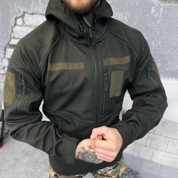Мужская зимняя куртка SoftShell на флисе олива размер M