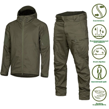 Чоловічий міцний Костюм Куртка з капюшоном + Штани олива / Польова форма CamoTec Stalker Canvas 3.0 розмір L