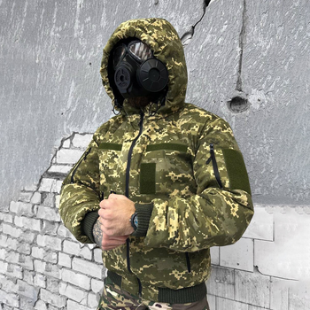 Мужская зимняя куртка "Logos-Tac" с мехом шиншиллы / Теплая верхняя одежда Rip-Stop пиксель размер L
