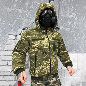 Мужская зимняя куртка "Logos-Tac" с мехом шиншиллы / Теплая верхняя одежда Rip-Stop пиксель размер 4XL