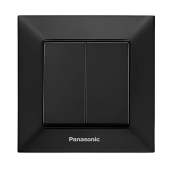 Вимикач Panasonic Arkedia Slim двоклавішний Чорний швидкий монтаж (WNTC0109-2BL)