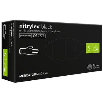Рукавички нітрилові Mercator Medical Nitrylex Black нестерильні неприпудрені чорні S