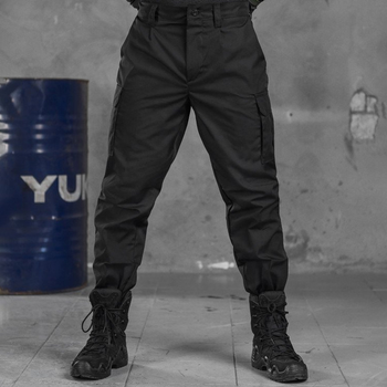 Чоловічі міцні Штани з Накладними кишенями на липучках / Щільні Брюки ріп-стоп чорні розмір XL