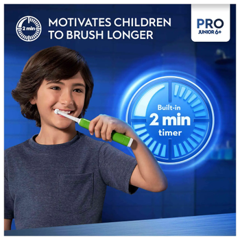 Elektryczna szczoteczka do zębów dla dzieci Oral-b Braun Pro Junior Green (8006540743027)