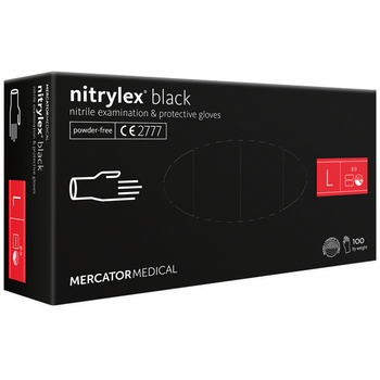 Перчатки нитриловые Mercator Medical Nitrylex Black нестерильные неприпудренные черные L