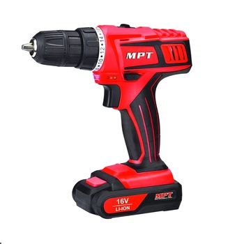 Дриль-шуруповерт акумуляторний MPT 16 V Li-ion 1.5 Ач 2 швидкості 0-400/1450 об/хв 10 мм 2 АКБ. Red (MCDT1626.B2)