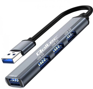 USB Hub Qoltec Hub Adapter 4 in 1 USB 3.0 Grey