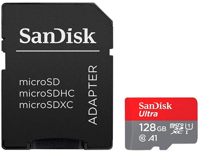 Карта памяти SanDisk microSDXC Ultra 128GB Class 10 UHS-I A1 + SD-adapter (SDSQUAB-128G-GN6MA)