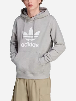 Bluza męska z kapturem oversize Adidas Adicolor Classics Trefoil Hoodie "Medium Grey Heather" IM4490 XL Szara (4066761655688)