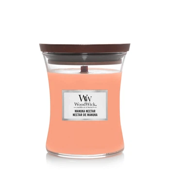 Ароматическая свеча Woodwick Medium Manuka Nectar с персиком, мёдом и манго 275 г