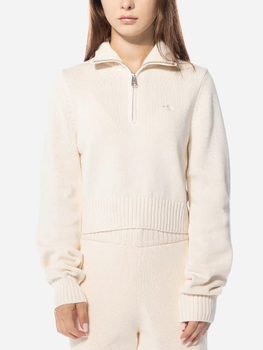 Sweter damski krótki bawełniany z kołnierzykiem Adidas Knit Half Zip W "Cream Beige" II8043 S Beżowy (4066763106683)