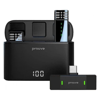 Бездротовий мікрофон для блогера Proove Record Type-C, Android, 2.4G, 360°, 60 мАг, 4ч Чорний