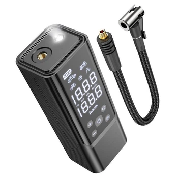 Аккумуляторный насос компрессор + POWER BANK Hoco ZP7 Maddy 5000mAh 10.3bar фонарик черный