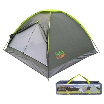 Палатка 3-х местная Green Camp серая с зеленым