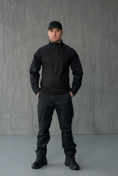 Мужской костюм 3в1 "Black" Rip-Stop / Форма убакс + штаны Kayman + бейсболка черный цвет с липучками под шевроны 44