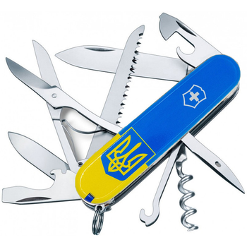 Складаний ніж Victorinox HUNTSMAN UKRAINE Герб на прапорі верт. 1.3713.7.T3030p