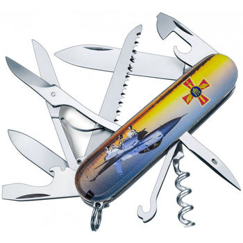 Складной нож Victorinox HUNTSMAN ARMY Самолет + Эмблема ВС ВСУ 1.3713.3.W3040p