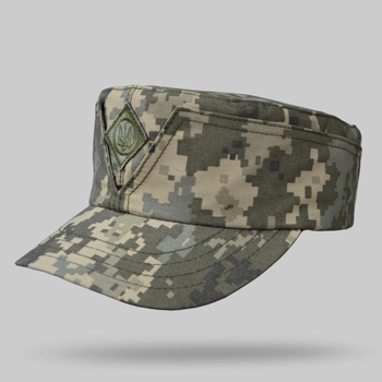 Кепка мазепинка пиксель ВСУ с кокардой, кепка армейская уставная пиксель, кепка ЗСУ