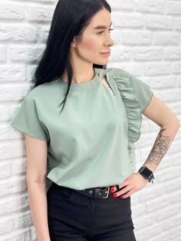 Женская блузка с оборкой Fashion 42/44 оливковый