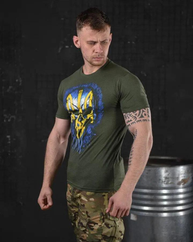 Тактическая мужская футболка с Гербом Украины L олива (17201)