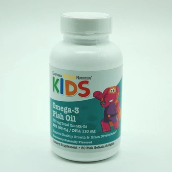Риб’ячий жир з омега-3 для дітей, зі смаком полуниці, California Gold Nutrition, 60 капсул