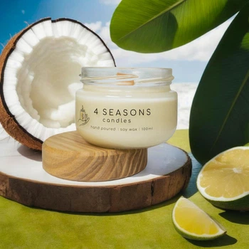 Соевая ароматическая свеча Coconut Lime Verbena, 100 мл, хлопковый фитиль, ручная работа, 21ч