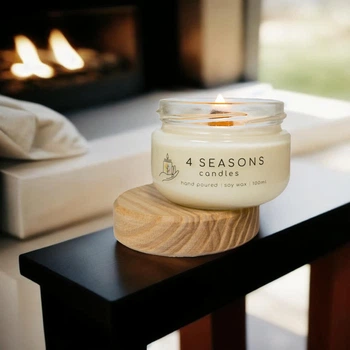 Соевая ароматическая свеча Fireside, 100 мл, хлопковый фитиль, ручная работа, 21ч