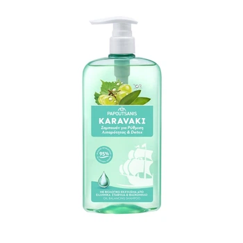 Шампунь для волос OIL BAL.&DETOX - KARAVAKI Papoutsanis, PUMP 600мл.