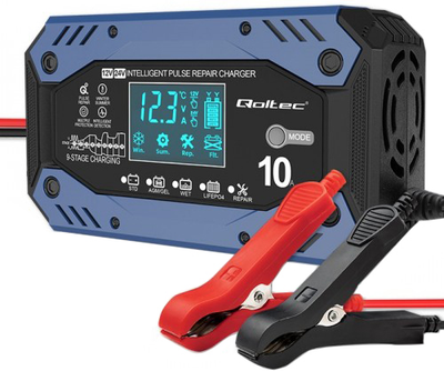 Зарядний пристрій Qoltec Intelligent charger for STD AGM GEL LiFePO4 12-24V 10A