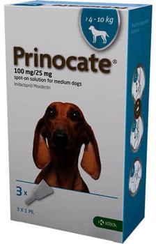 Prinocat (Принокат) капли на холку от блох, клещей и гельминтов для собак от 4 до 10 кг, упаковка