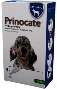 Prinocat (Прінокат) краплі на холку від бліх, кліщів та гельмінтів для собак від 25 до 40 кг, упаковка