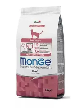 Сухой корм Monge Cat Monoprotein Sterilised для взрослых кошек, с говядиной, 1,5 кг