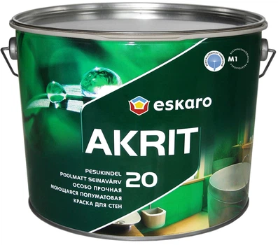 Краска для стен и потолков Aura Akrit 20 полуглянцевая моющаяся Белая 9.5 л