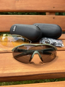 Тактичні окуляри 5.11 Aileron Shield зі змінними лінзами олива (G-2)