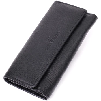 Большая ключница с функцией кошелька из натуральной кожи ST Leather Черного цвета (bg224fash92)