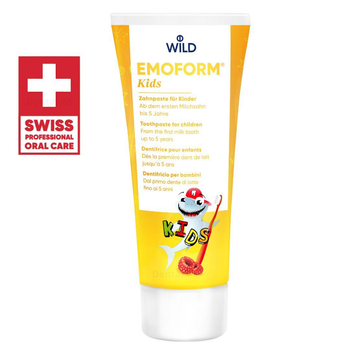 Детская зубная паста Dr. Wild Emoform Kids 75мл. от 1+ зубчика|Швейцария премиум уход, с фторидом 500 ppm
