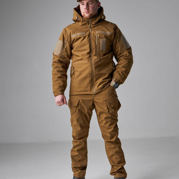 Зимовий Костюм Soft Shell на Omni-Heat з капюшоном / Чоловіча Форма Куртка + Штани койот розмір 5XL