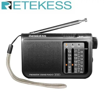 Радиоприемник качественный звук удобный громкий на батарейках АА FM/AM/SW Retekess V117