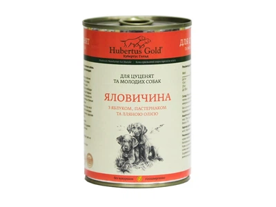Консервований корм Hubertus Gold Яловичина з яблуком та пастернаком для цуценят 400 г (21445)