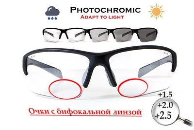 Окуляри біфокальні фотохромні (захисні) Global Vision Hercules-7 Bifocal (+1.5) photochromic (clear), фотохромні прозорі