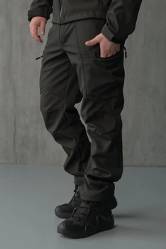 Брюки мужские SoftShell для полиции на флисе с высокой посадкой / Ветро и водозащитные штаны XL
