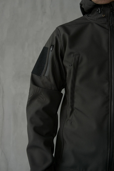 Куртка Softshell мужская Полиция с Флисовой подкладкой черная / Демисезонная водонепроницаемая L