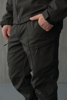 Чоловічі штани SoftShell для поліції на флісі із високою посадкою / Вітро та водозахисні штани M