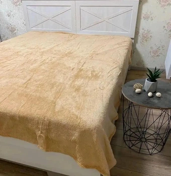 Плед покрывало микрофибра полуторный 150*200 см флис ТМ Colorful Home однотонный кремовый